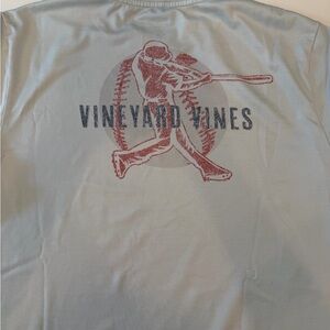 Vineyard Vines Light Blue Tee with Red Batter and Navy Logo